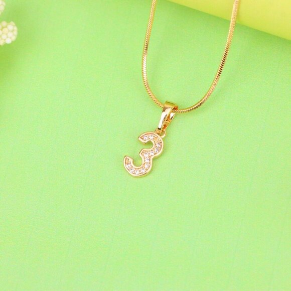 "Rose Gold Number 3 Pendant with Crystals – 18K Gold Plated Charm, XPPT1343 - Picture 13 of 13